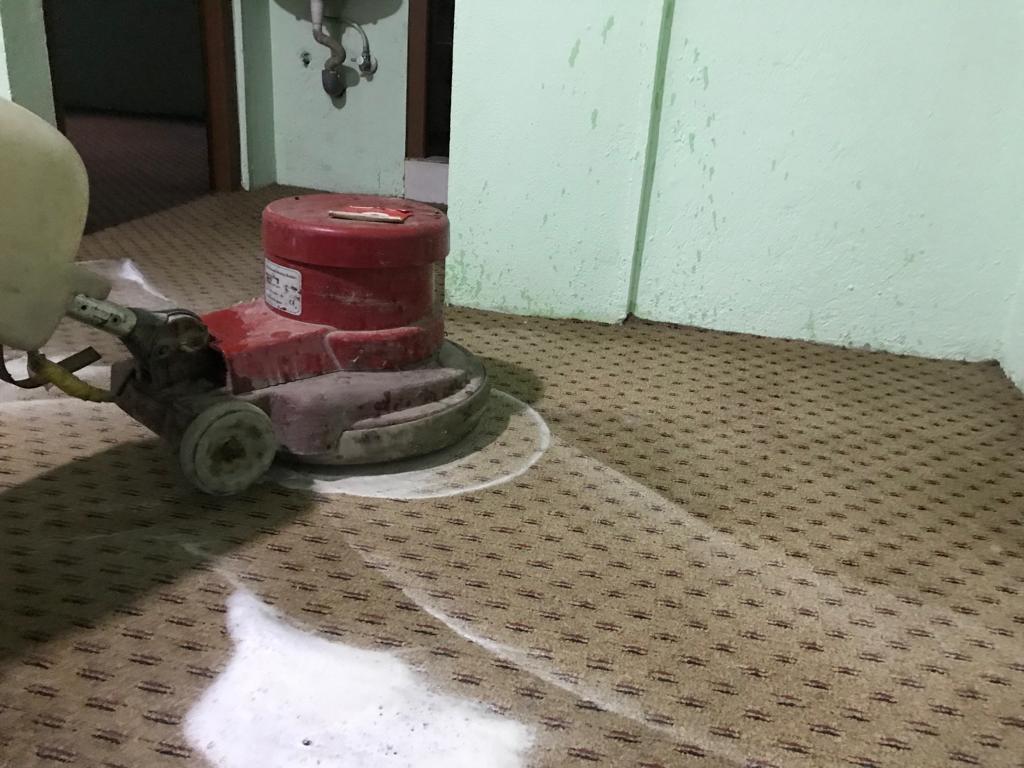 cleaning attached carpet in Kathmandu with machine